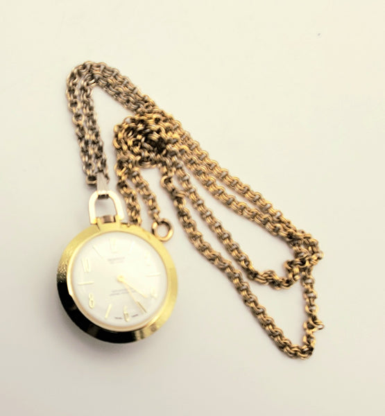 Genovit - De Luxe Antimagnetic Mainspring Gold Tone Watch on Gold Tone Chain Necklace - 29"
