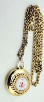 Genovit - De Luxe Antimagnetic Mainspring Gold Tone Watch on Gold Tone Chain Necklace - 29"