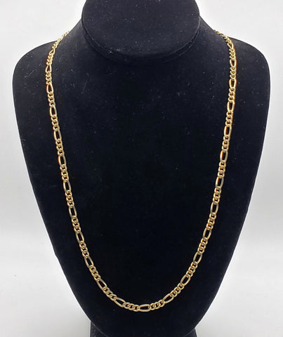 Vintage Gold Tone Metal Figaro Link Chain Necklace - 24"