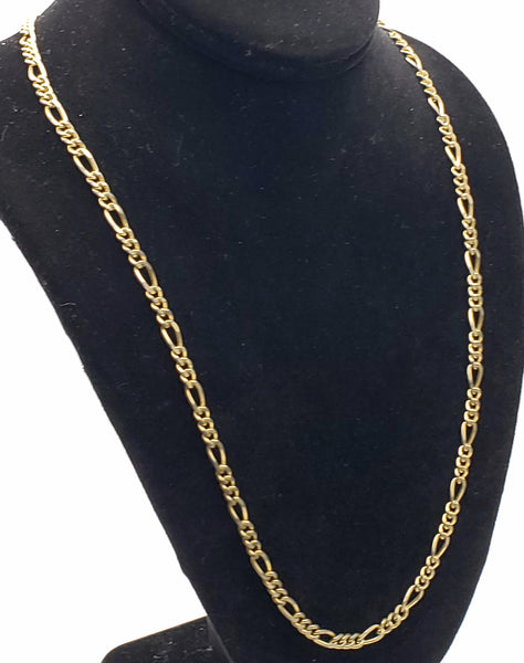 Vintage Gold Tone Metal Figaro Link Chain Necklace - 24"