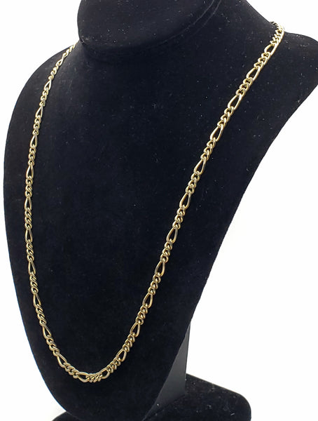 Vintage Gold Tone Metal Figaro Link Chain Necklace - 24"