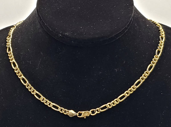 Vintage Gold Tone Metal Figaro Link Chain Necklace - 24"