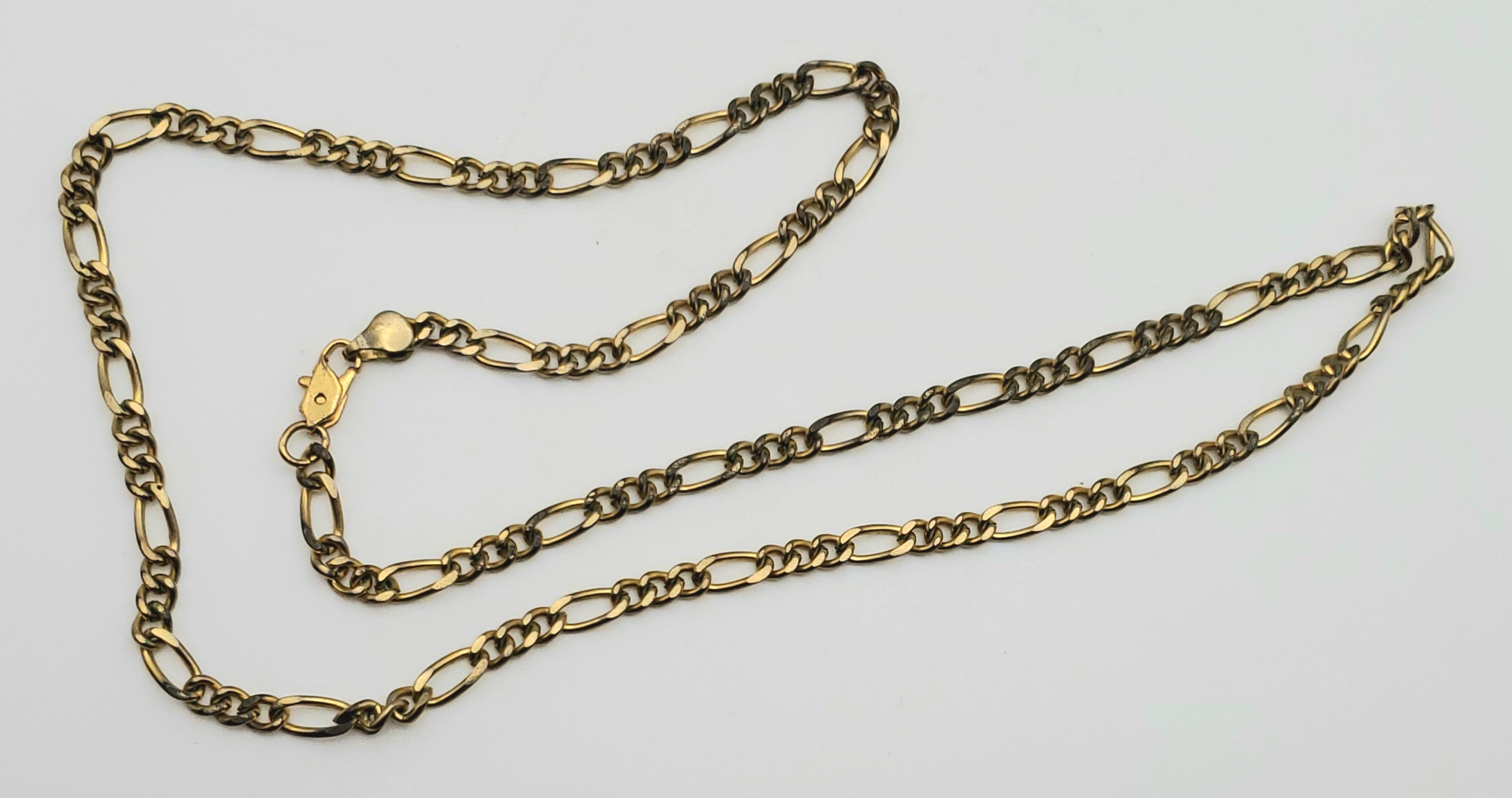 Vintage Gold Tone Metal Figaro Link Chain Necklace - 24"