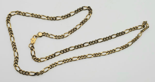 Vintage Gold Tone Metal Figaro Link Chain Necklace - 24"