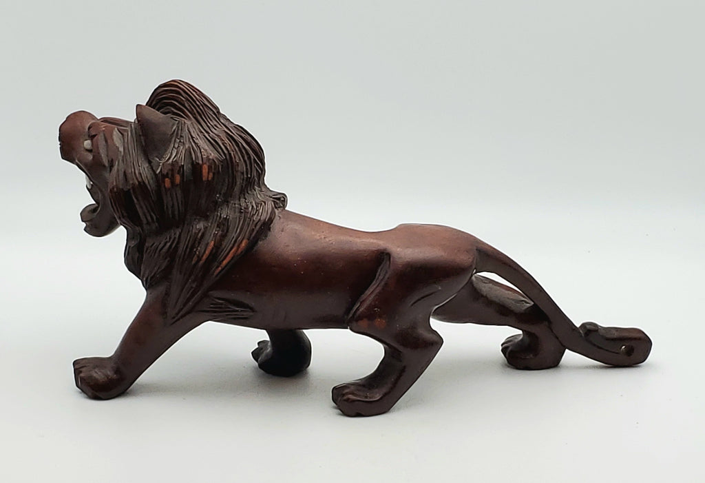 Vintage Hand Carved Wood Lion
