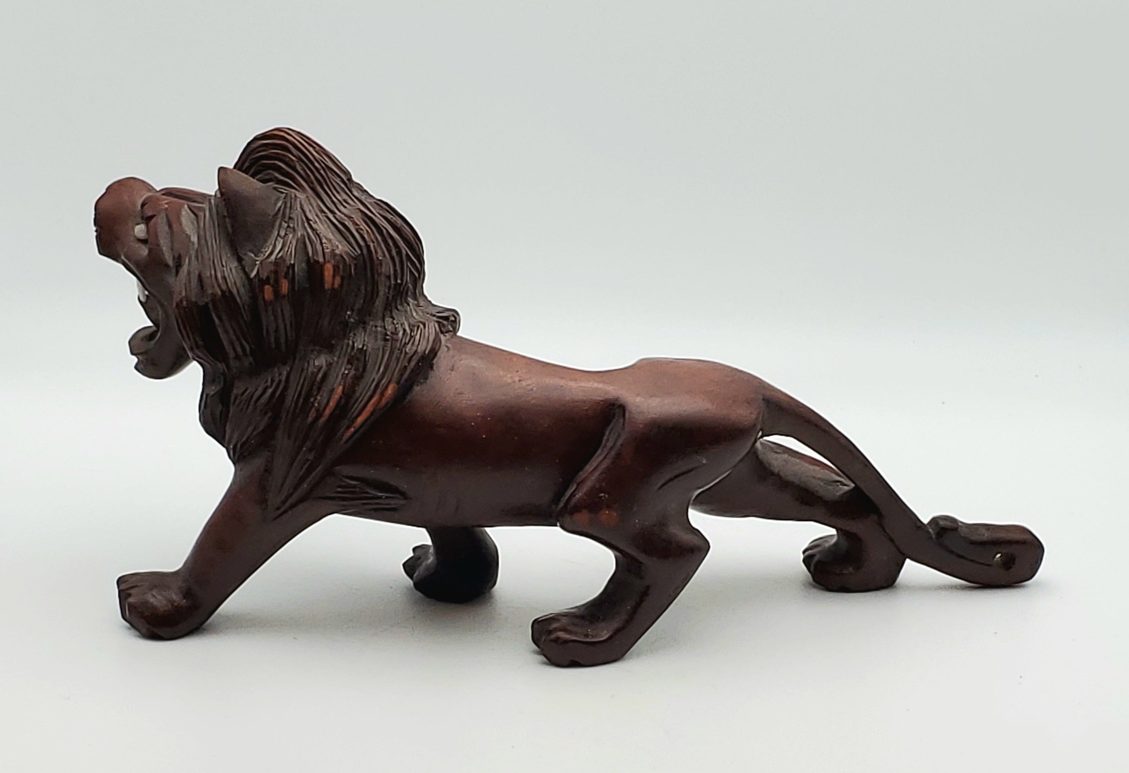 Vintage Hand Carved Wood Lion