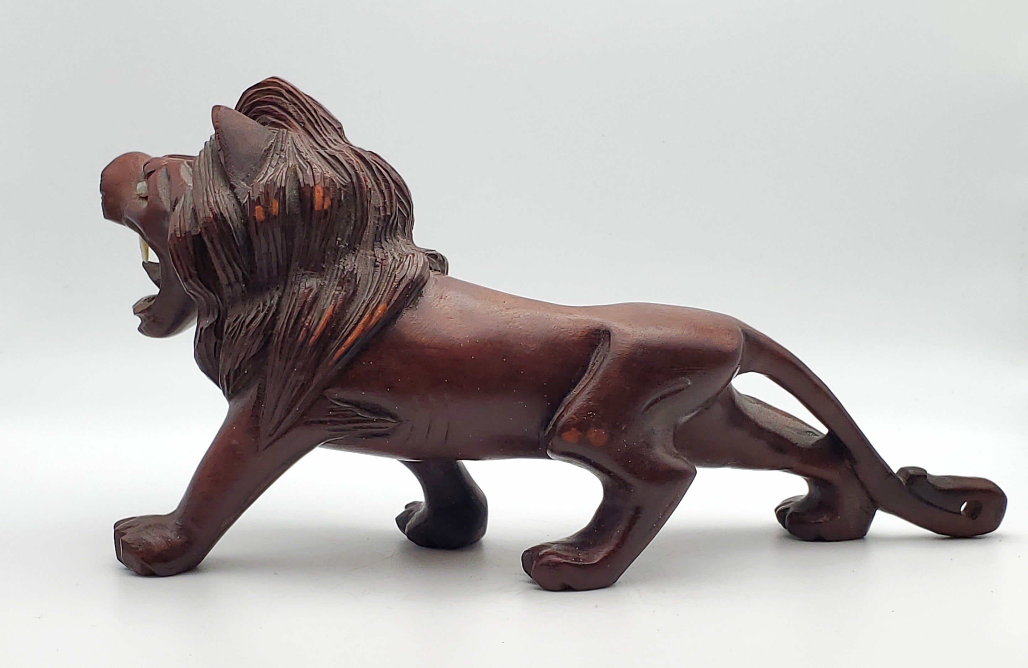 Vintage Hand Carved Wood Lion