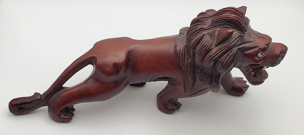 Vintage Hand Carved Wood Lion