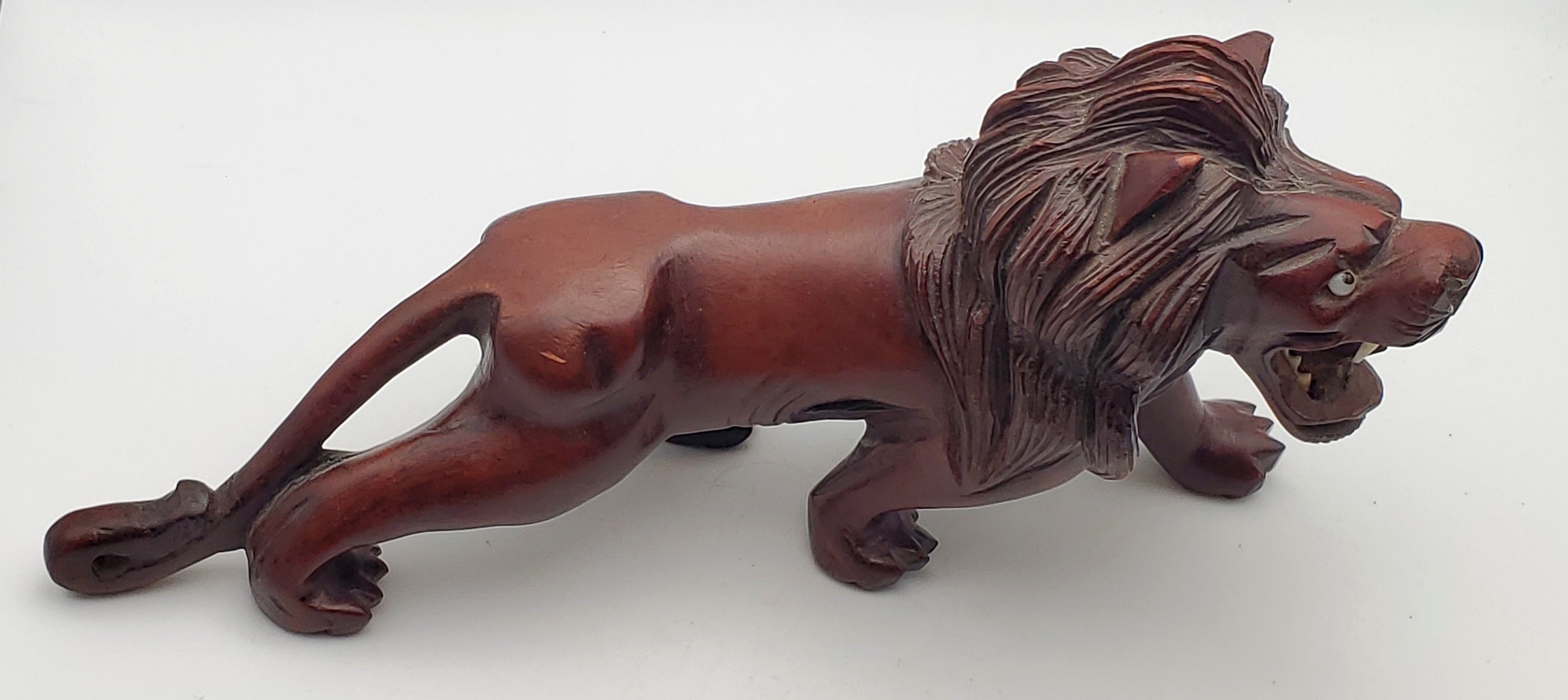Vintage Hand Carved Wood Lion