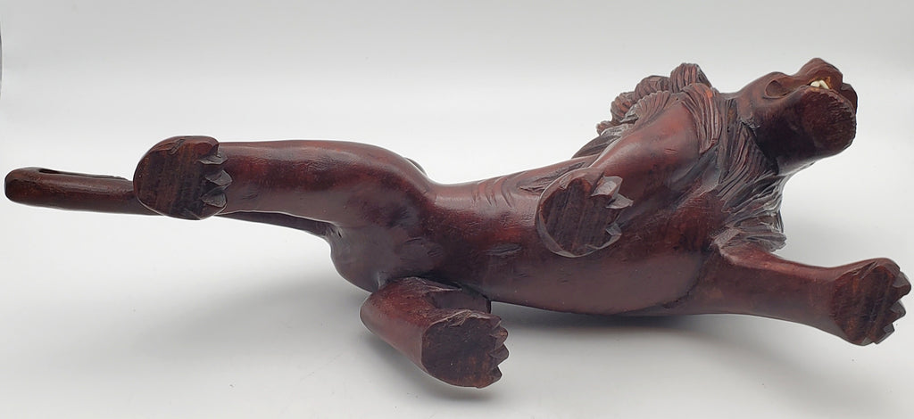 Vintage Hand Carved Wood Lion