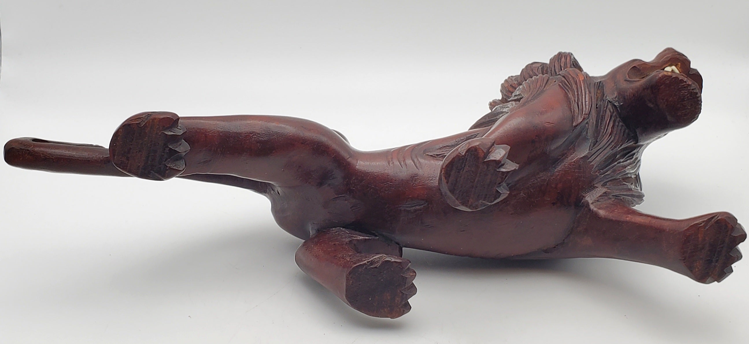 Vintage Hand Carved Wood Lion