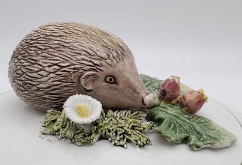 Vintage Hedgehog Hand Decorated Italian Ceramic Lidded Dish