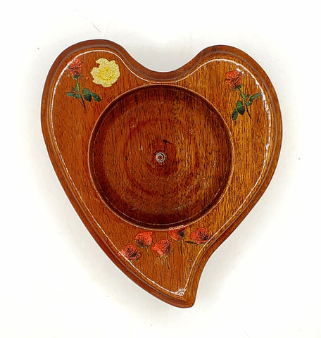 Handcrafted Vintage Kitschy Wood Heart Votive Holder