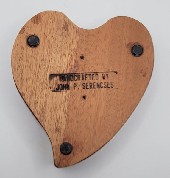 Handcrafted Vintage Kitschy Wood Heart Votive Holder