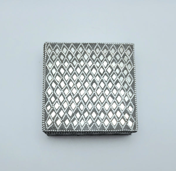 Mirrored Silver Metallic Fabric Keepsake Box