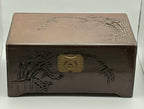 Vintage Tropical Themed Carved Wood Chest