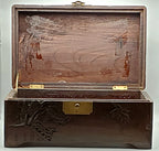 Vintage Tropical Themed Carved Wood Chest