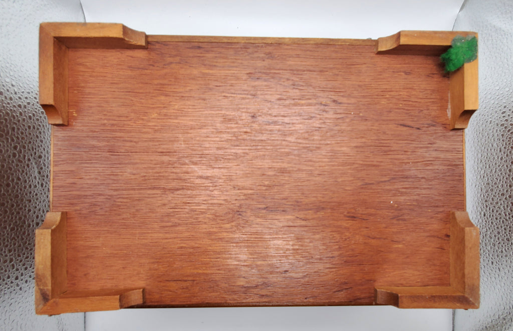 Sankyo - Vintage Wood Parquet Top Music Box Jewelry Box - MISSING DRAWER