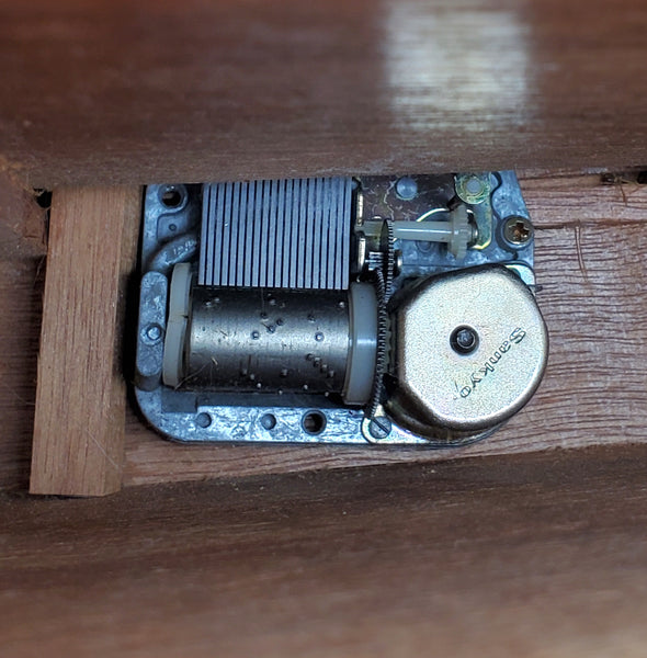 Sankyo - Vintage Wood Parquet Top Music Box Jewelry Box - MISSING DRAWER