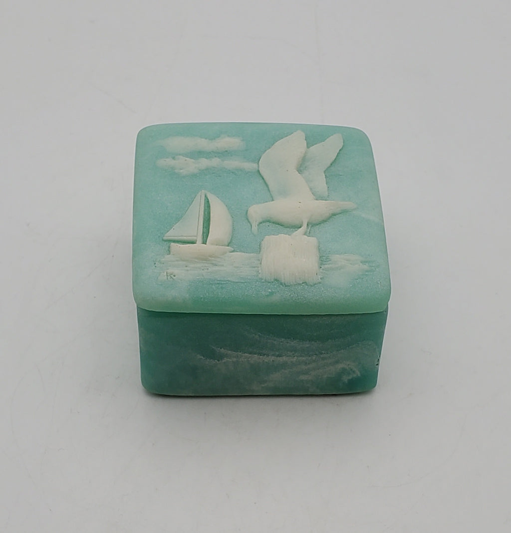 Design Gifts International - Vintage Carved Coastal Motif Incolay Look Trinket Box