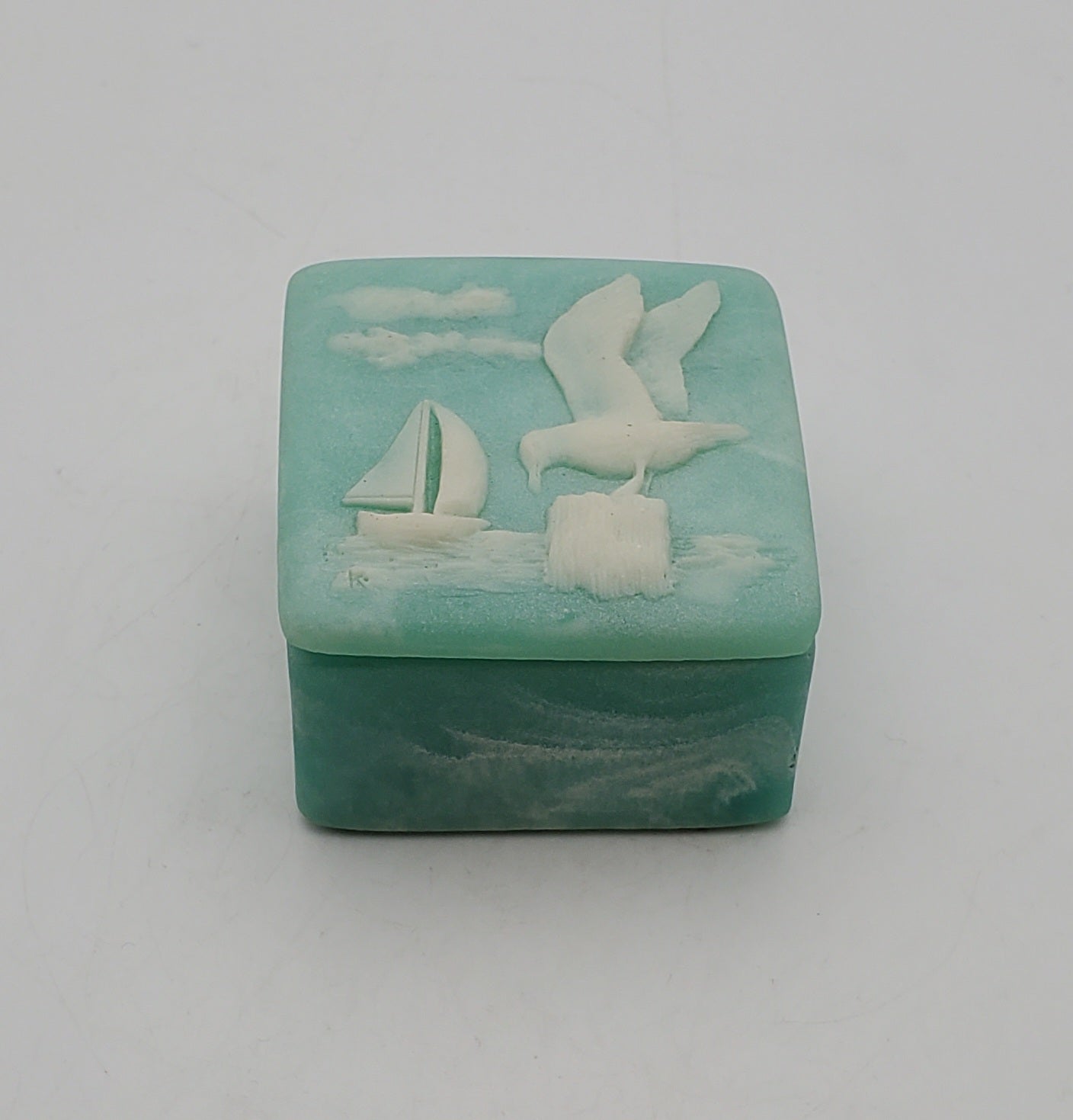 Design Gifts International - Vintage Carved Coastal Motif Incolay Look Trinket Box