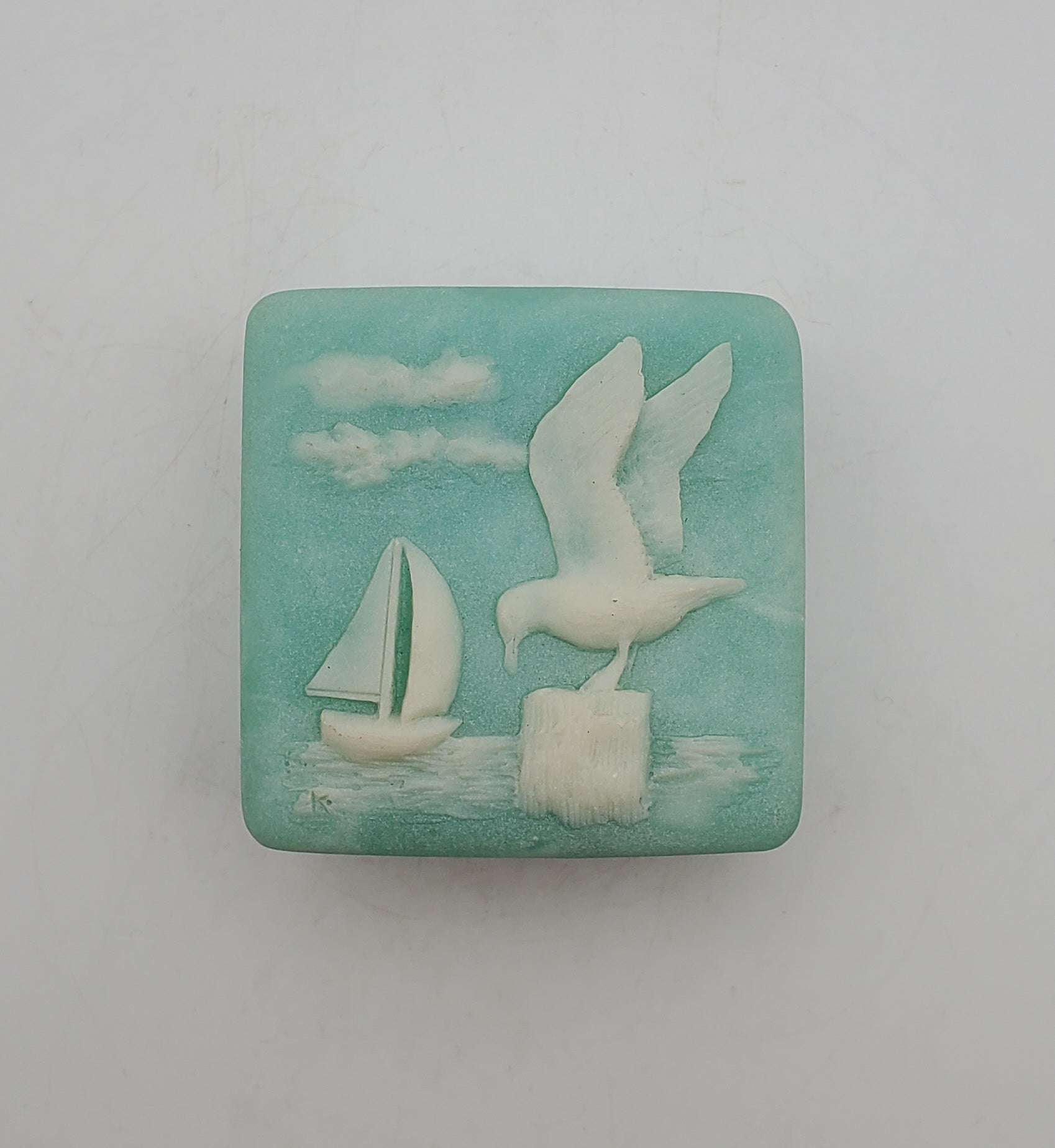 Design Gifts International - Vintage Carved Coastal Motif Incolay Look Trinket Box