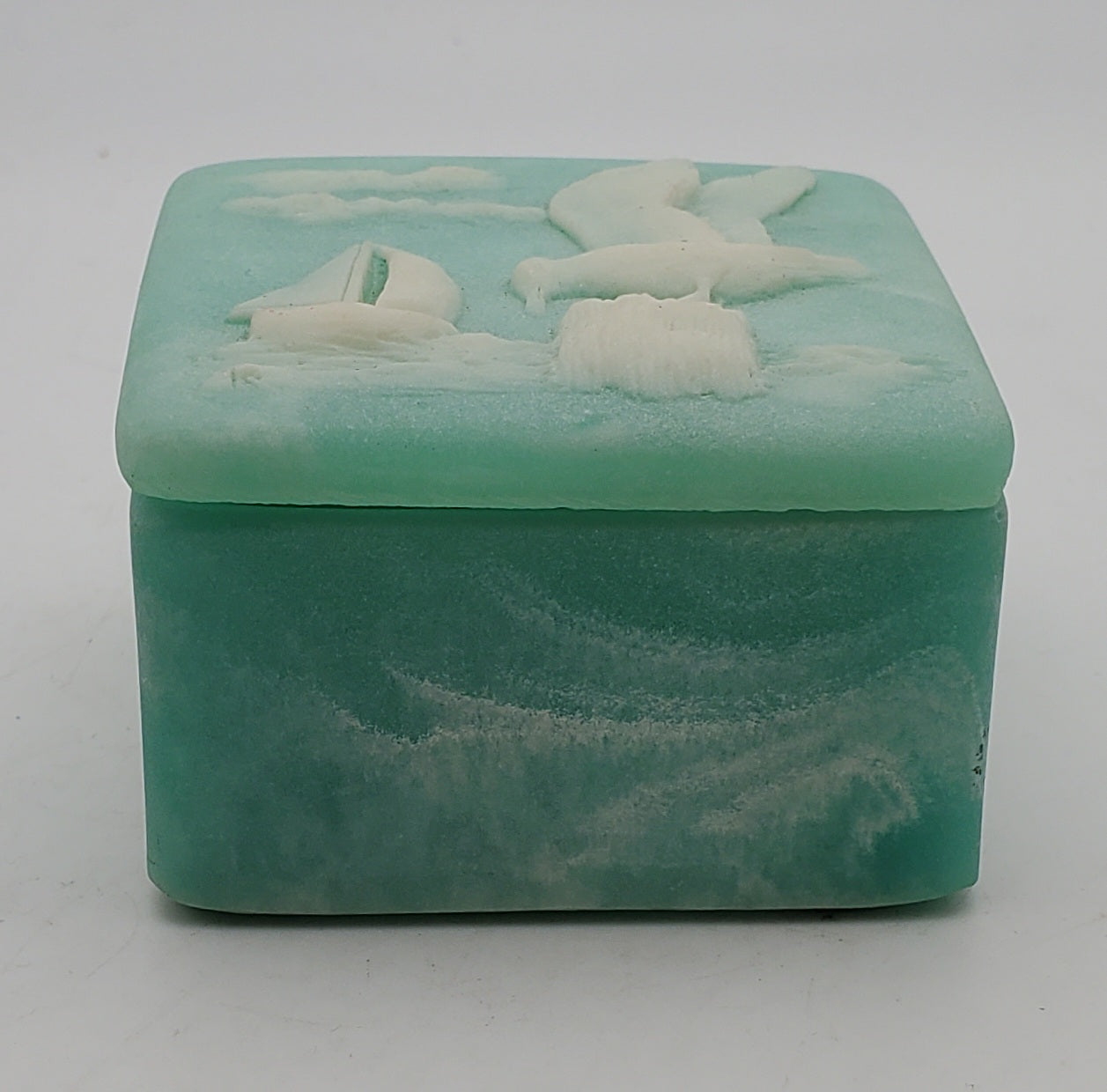 Design Gifts International - Vintage Carved Coastal Motif Incolay Look Trinket Box