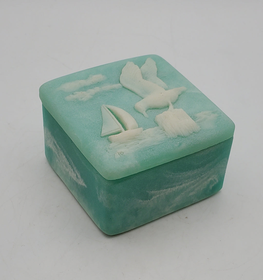 Design Gifts International - Vintage Carved Coastal Motif Incolay Look Trinket Box