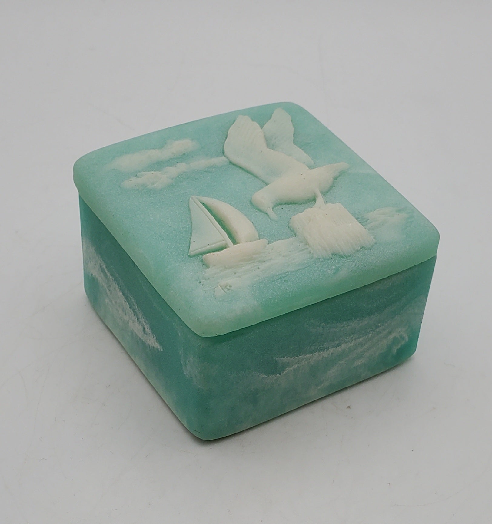 Design Gifts International - Vintage Carved Coastal Motif Incolay Look Trinket Box