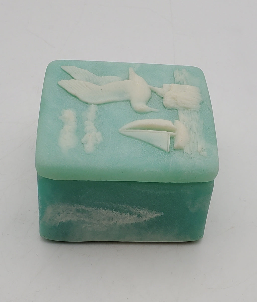 Design Gifts International - Vintage Carved Coastal Motif Incolay Look Trinket Box