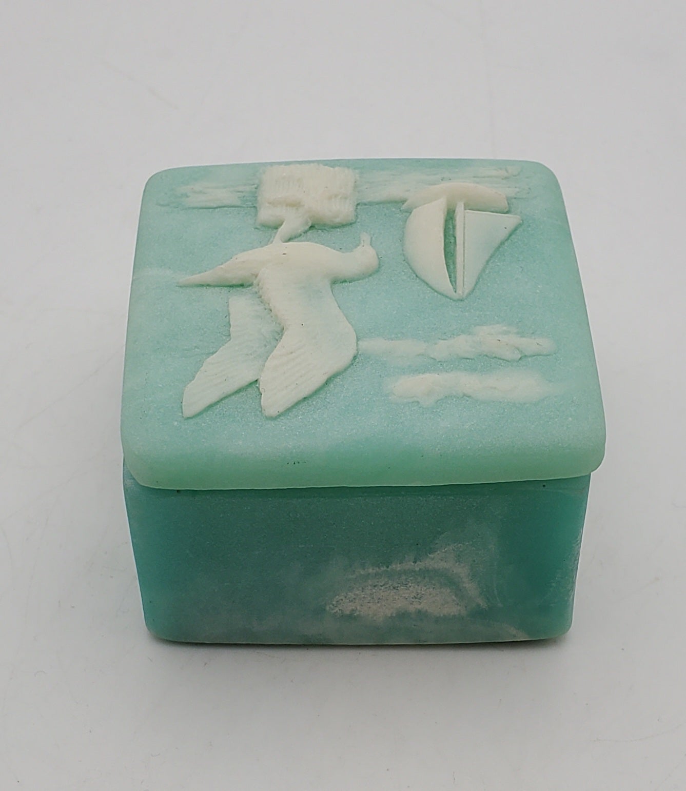 Design Gifts International - Vintage Carved Coastal Motif Incolay Look Trinket Box