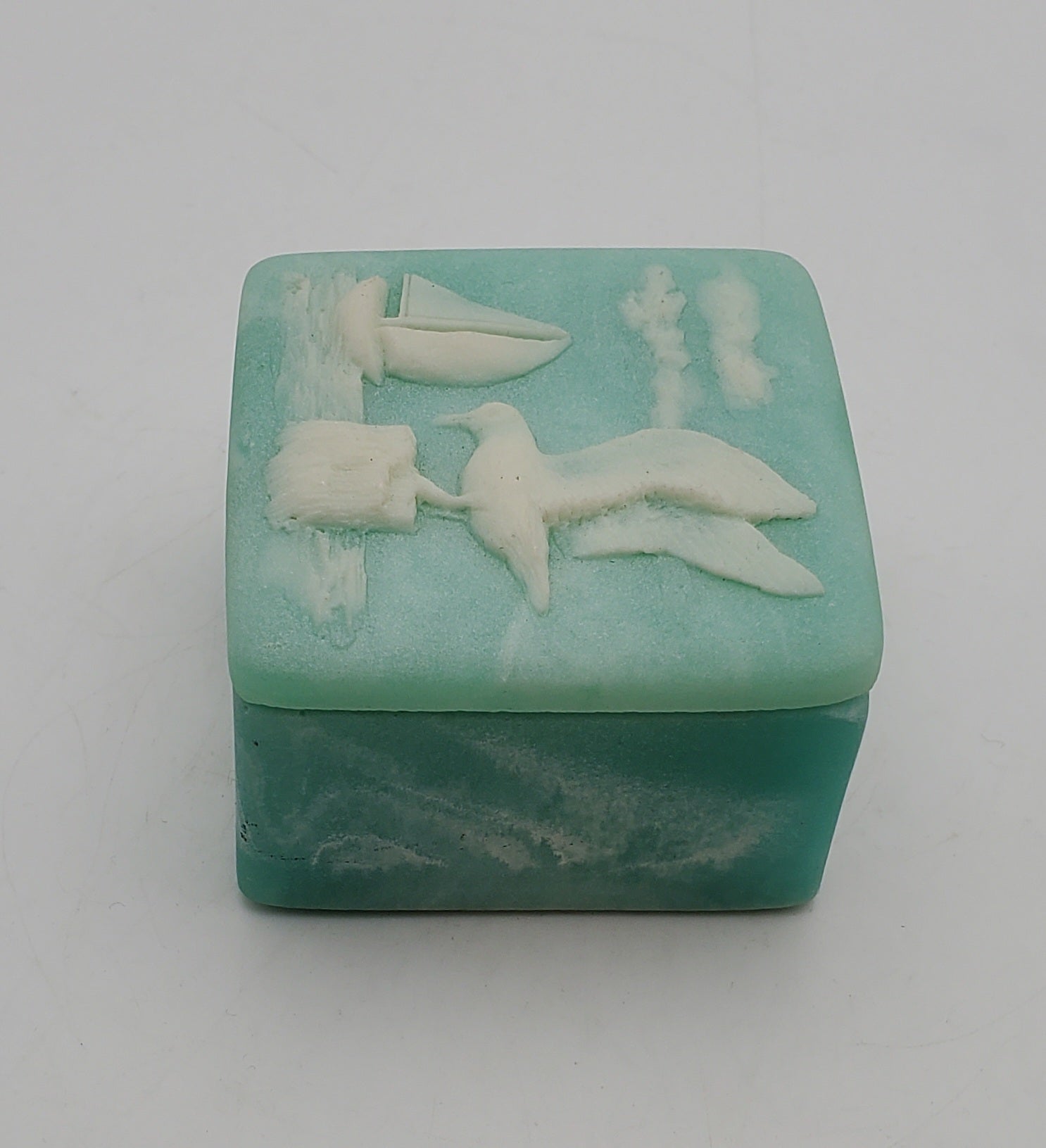Design Gifts International - Vintage Carved Coastal Motif Incolay Look Trinket Box