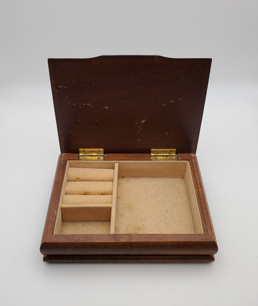Vintage Wood Jewelry Box with Duck Figurine
