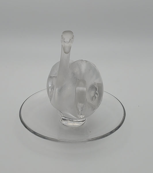 Frosted Glass Swans Ring Dish - DAMAGED