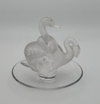 Frosted Glass Swans Ring Dish - DAMAGED