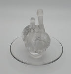 Frosted Glass Swans Ring Dish - DAMAGED