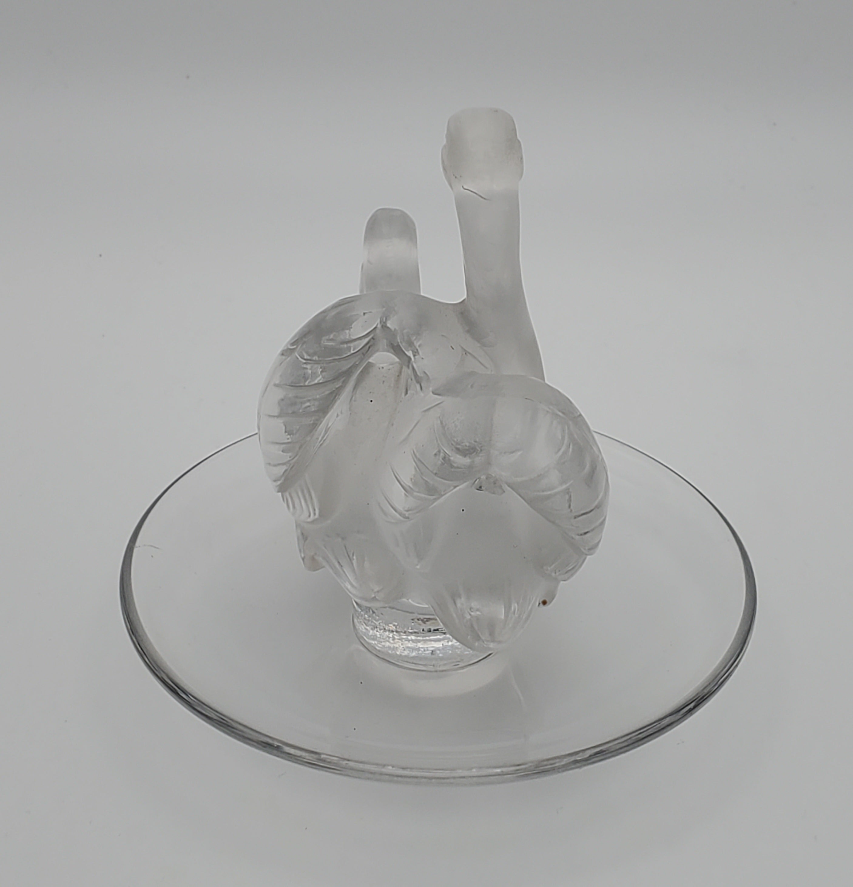 Frosted Glass Swans Ring Dish - DAMAGED