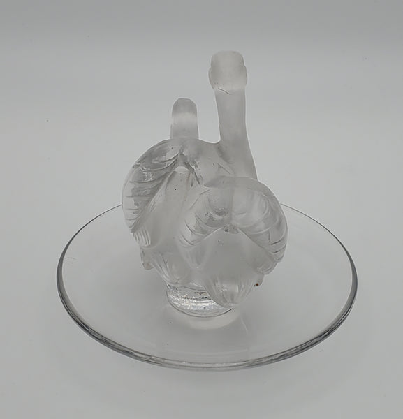 Frosted Glass Swans Ring Dish - DAMAGED