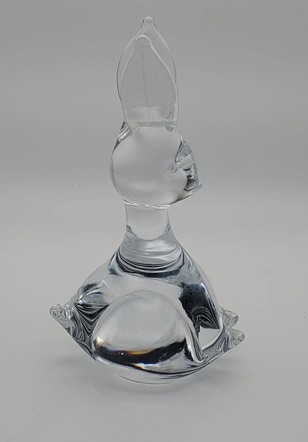 Charming Vintage Crystal Glass Rabbit Paperweight Figurine