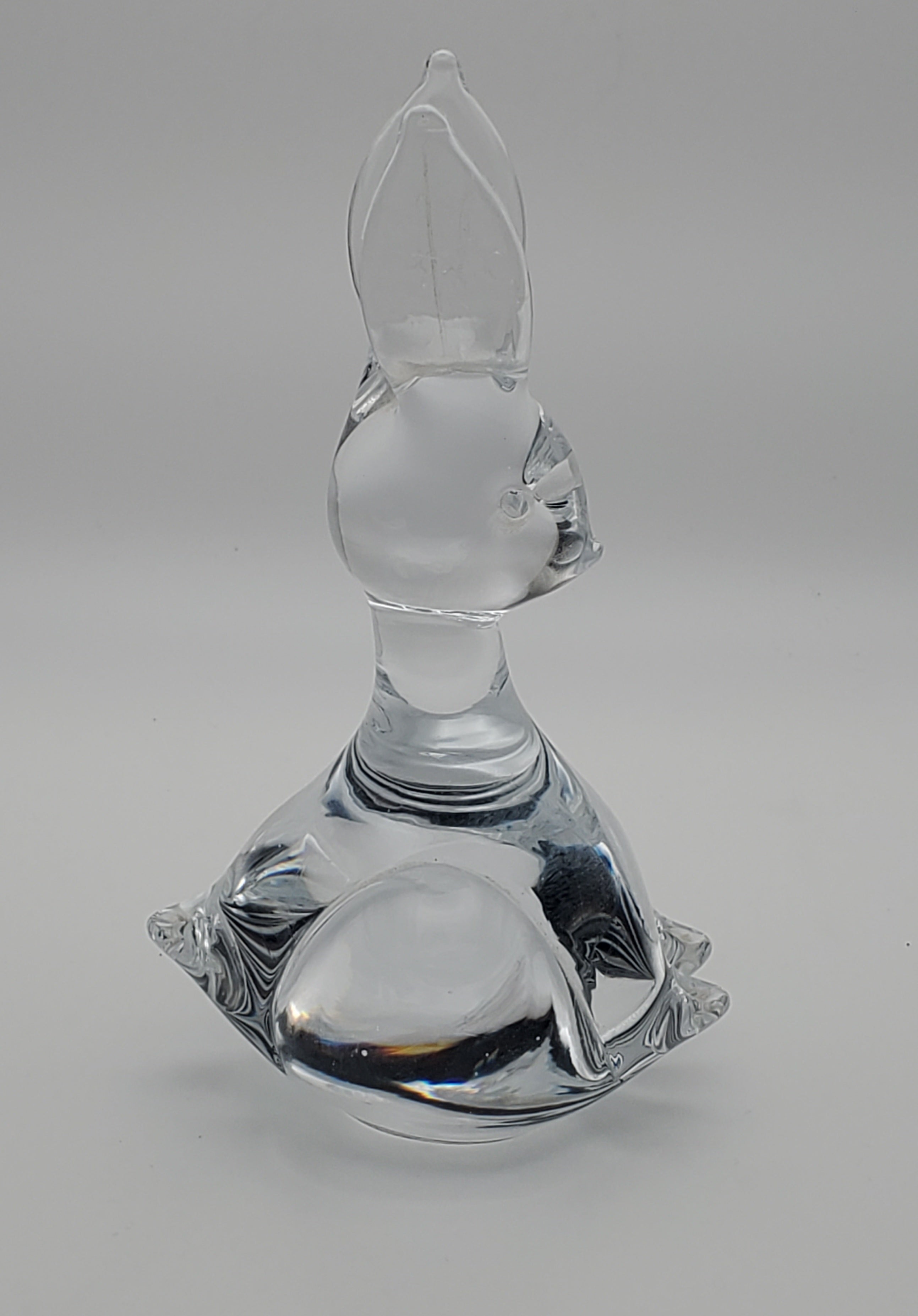 Charming Vintage Crystal Glass Rabbit Paperweight Figurine