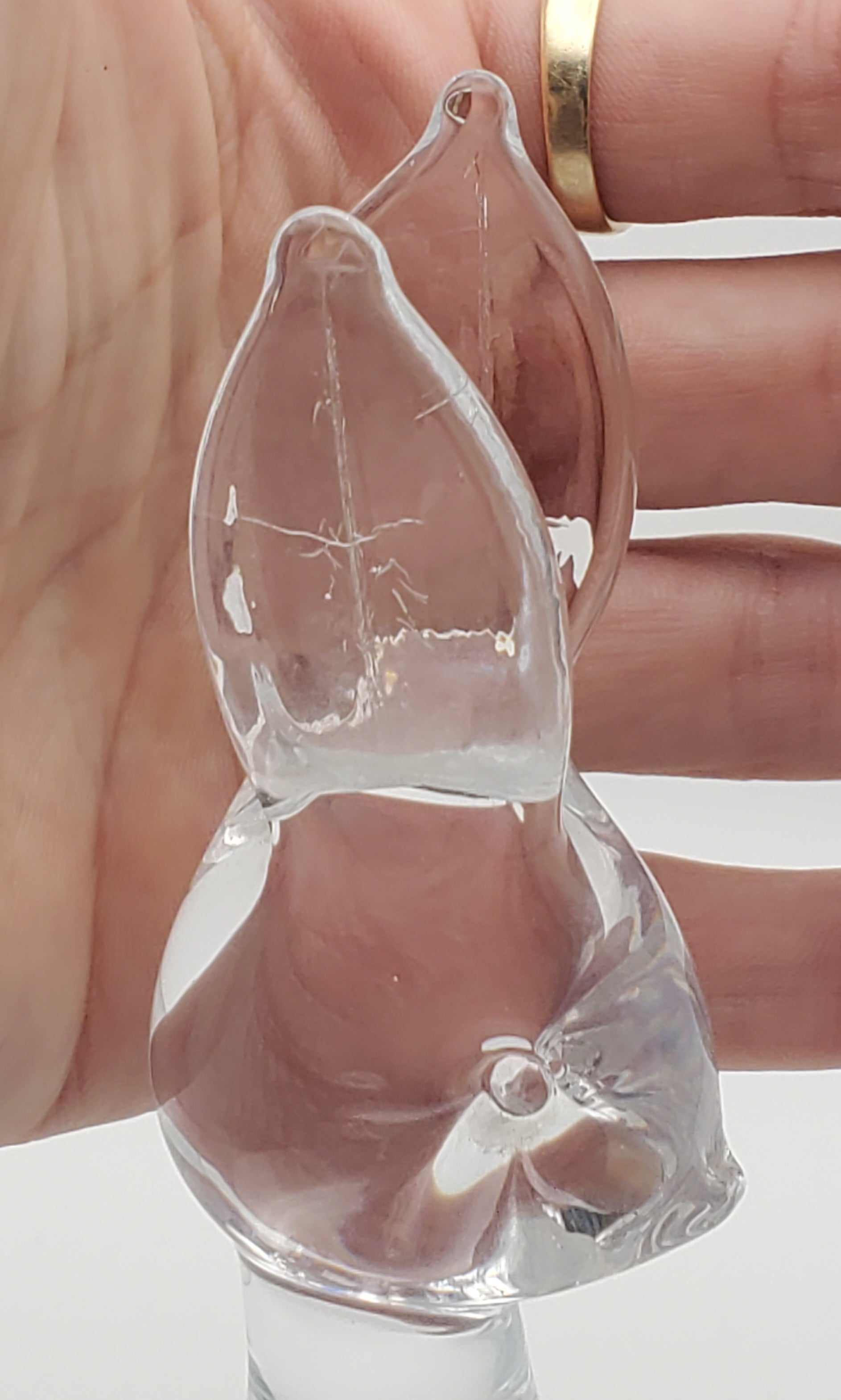 Charming Vintage Crystal Glass Rabbit Paperweight Figurine