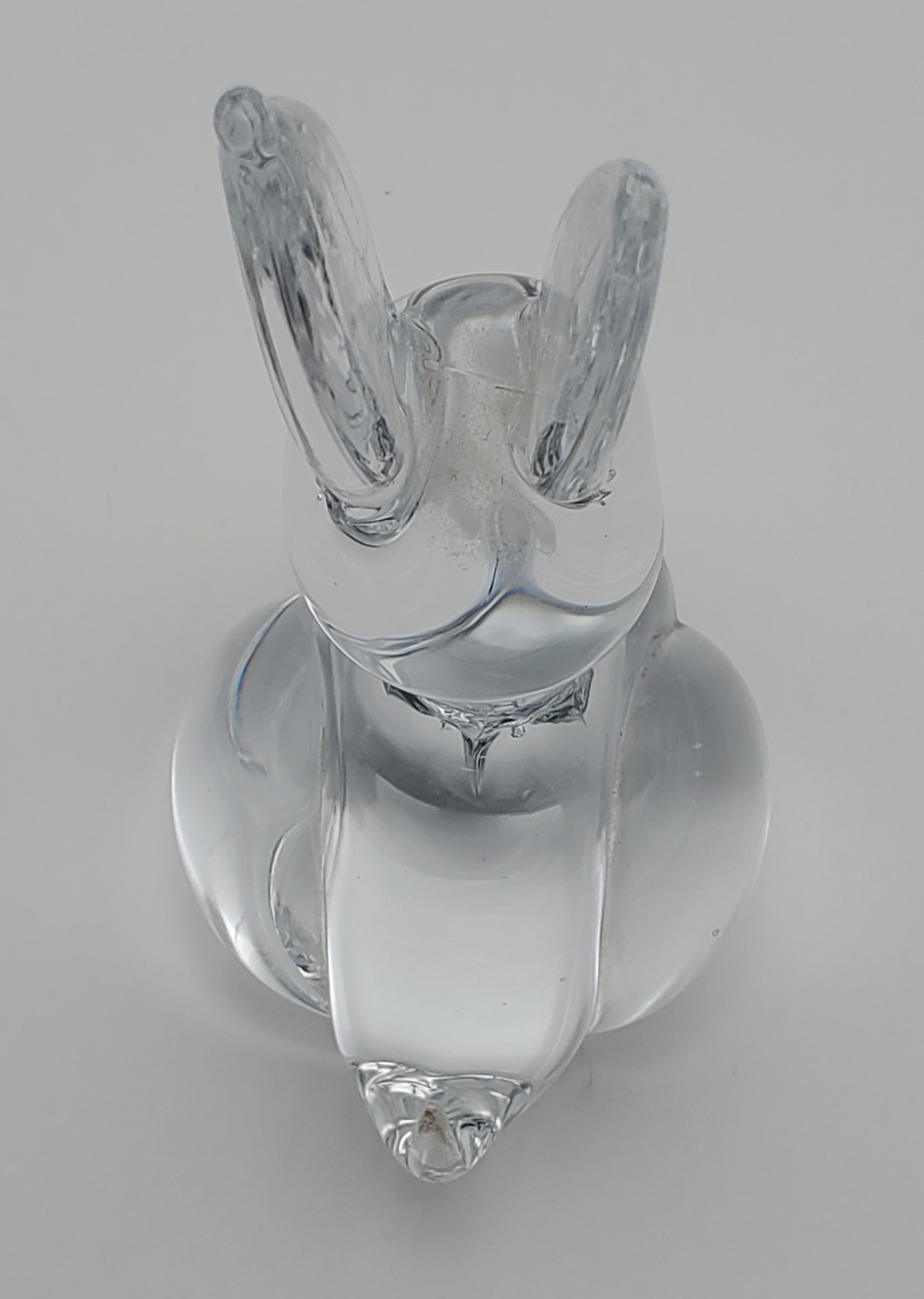 Charming Vintage Crystal Glass Rabbit Paperweight Figurine