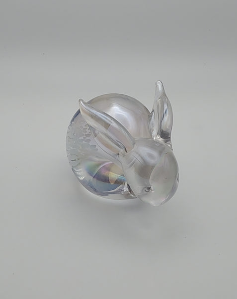 Price Products - Vintage Iridescent Glass Paperweight Rabbit