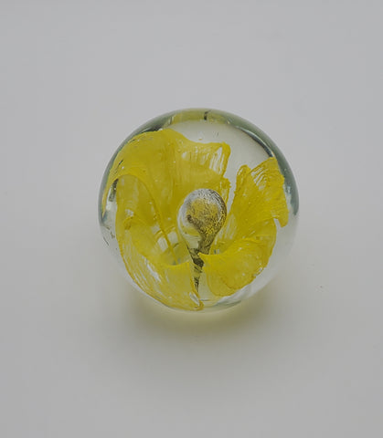 Yellow Flower Glass Paperweight