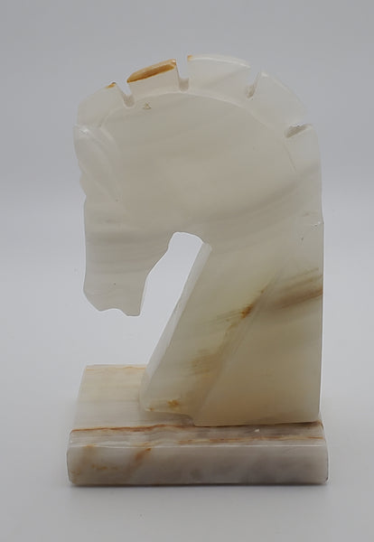 SINGLE Vintage Carved Onyx Horse Head Bookend