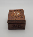 Vintage Small Carved Wood Jewelry Box