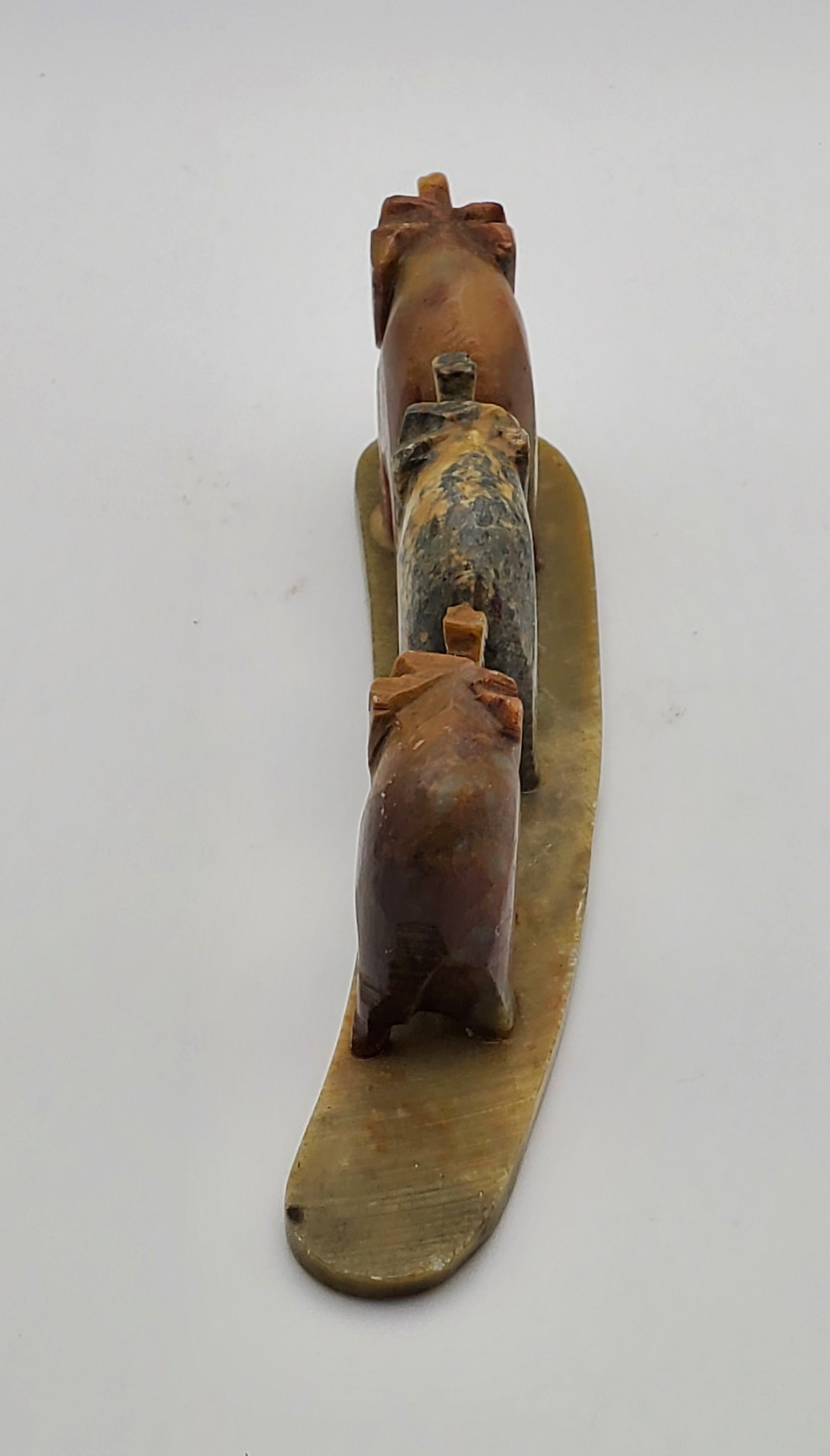 Three Elephants Carved Stone Figurine