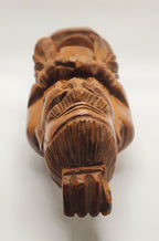 Vintage Chinese Hand Carved Wood Old Man Statue