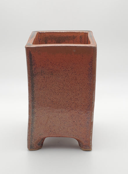 Vintage Rectangular Footed Art Pottery Vase