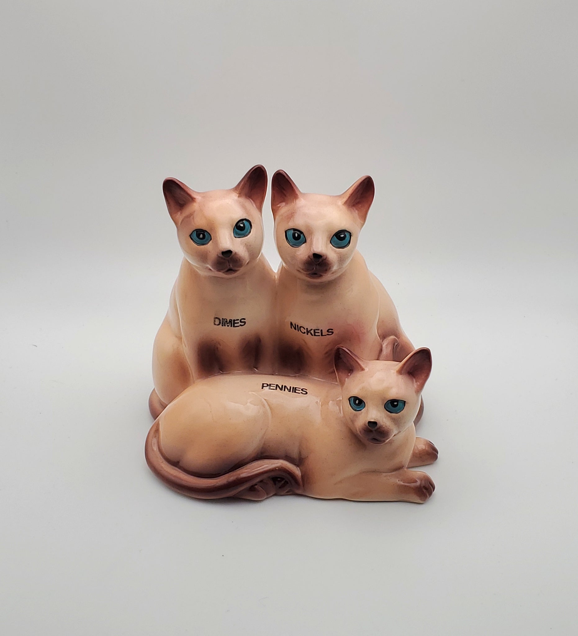 Vintage Ceramic Siamese Cats Coin Bank